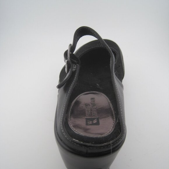 Women's White Mountain Gilding Black Peep-Toe Leather Clog size 7.5 Mary Jane - Picture 3 of 10